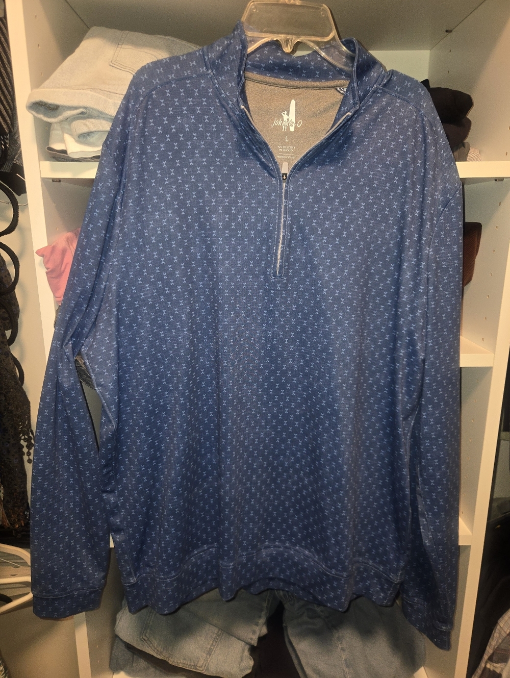 johnnie-O Navy Micro-Pattern Quarter-Zip Pullover